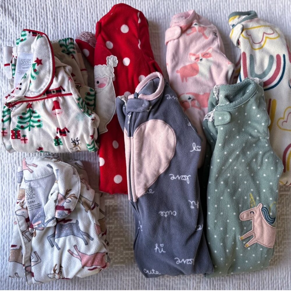 Christmas / Holiday / Winter Fleece Pajamas Carters Bundle Lot of 7